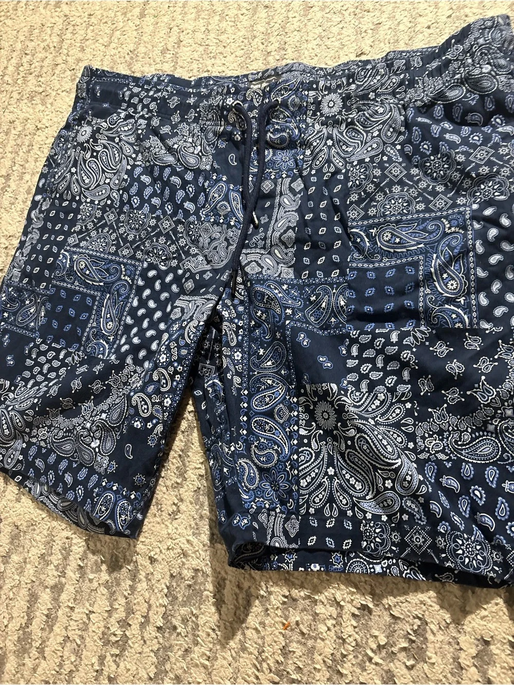 Dogg Supply Snoop Dogg blue paisley tie waist shorts size 3X